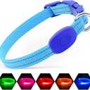Illumifun LED Collar for Small Dogs - USB Rechargeable Dog Safety Collar Light, Adjustable Nylon Webbing Light Up Collar for Your Pups (Blue, X-Small)