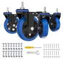 5 Inch Stem Caster Wheels Heavy Duty with Dual Locking 2200Lbs, Swivel Industrial Casters Set of 4,Threaded Stem Casters 3/8" -16 x 1, Wheels for Cart and Furniture