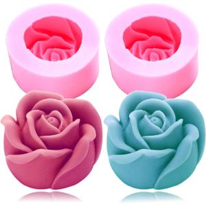 3D Rose Silicone Molds, 2PCS Big Rose Resin Candle Mold, Bloom Flower Silicone Fondant Mold for Handmade Chocolate Candy Cake Dessert Soap Wax Candle Polymer Clay Art Craft