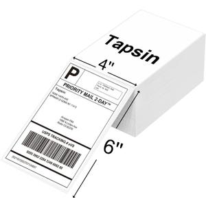 4"x6" Thermal Labels - Fanfold Direct Thermal Labels with Perforations for Thermal Printer - Permanent Adhesive & Smoothly Printing - 500 Labels
