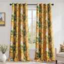 MYSKY HOME Floral Blackout Curtains 95 inches 2 Panels Set for Dining Room Vintage Mid Century Style Lemon Hummingbird Patterned Room Darkening Thermal Insulated Drapes Grommet, W52 per Panel, Yellow
