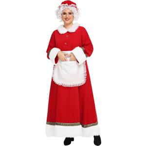ABALAGU Mrs. Claus Costume for Women 5PCS Santa Dress Outfit Adult Christmas Santa Costume Plus Size, Large