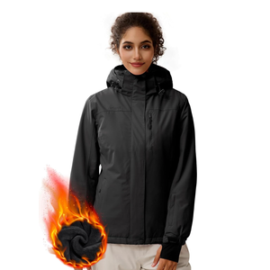 FREE SOLDIER Women's Waterproof Ski Snow Jacket Fleece Lined Warm Winter Rain Jacket with Hood Fully Taped Seams, XL