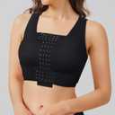 BRABIC Front Closure Post Surgical Compression Everyday Bra for Women Mastectomy with Removable Breast Support Band (Black, M)