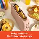 bella 2 Slice Slim Toaster, Fits-anywhere Kitchenware, 6 Setting Shade Control with Reheat & Cancel Buttons, Fits sourdough, 10 Long Slot, Anti Jam & Auto Shutoff, 900 Watt, Blossom