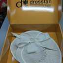 dressfan Vintage Fascinator Hats for Women,Linen Pearl Fascinator for Derby Church Wedding Tea Party (White)