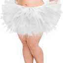5 Layers Plus Size Tutu Skirts for Women Extra Large Tulle Skirt 80s Adult Tutu Skirts Tutus Halloween Costumes (White)