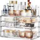 ZHIAI Stackable Organizer, Acrylic Cosmetic Organizer for Dresser, Vanity, Kitchen Cabinet, Bathroom, Under Sink, Home Organization and Storage (1 Top 5 Drawers)