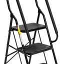 BOCOM 3 Step Ladder, Lightweight Portable Folding Sturdy Iron Step Stool with Handrails, Attachable Tool Bag, Anti-Slip Wide Pedal, Heavy Duty 350 lbs Capacity, for Home, Kitchen, Pantry, Office