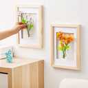 Baffect Small Flower Vase with Picture Frame, Glass Vase Wall Hanging, Unique Bud Vase for Home Decor, Test Tube Cylinder Vase for Flower Bud, Hydroponic, Propagation, Seasonal Wall Decor (Set of 2)
