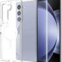 for Samsung Galaxy Z Fold 6 Clear Case Magnetic Compatible with MagSafe, Z Fold 6 Slim Fit Crystal Clear Transparent Skin Cover Anti-Yellowing Anti-Slip (Clear)