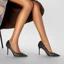 GOSERCE Rhinestone Heels Dressy Women's Stiletto Pointed Toe Pumps Mesh High Heel Pumps Fashion Prom Wedding Evening Party Shoes (Black, M)