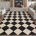 GarveeHome Checkered Easy Jute Area Rug 10x13 Machine Washable Non-Slip Stain Resistant Indoor Outdoor Rugs for Living Room, Bedroom, Kitchen, Dining, Patio Farmhouse Style Black