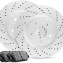 R1 Concepts Rear Brake Kit For 2011-2013 BMW 328i| Drilled Brake Rotors| Ceramic Brake Pads and Rotors Kit| Sensor included