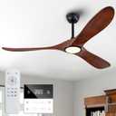 60 Inch Ceiling Fan with Lights,3CCT,Dimmable Mordern Wood Ceiling Fan with Remote for Indoor Farmhouse Bedroom Living Room Outdoor Patio Porch, Reversible DC Motor, Noiseless,Dark Walnut