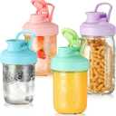 Aieve Mason Jar Lids, 4 Pack Wide Mouth Mason Jar Pour Spout Lid, Canning Lids with Flip Top Lid, Leak-Proof