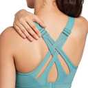 Yvette Sports Bra High Impact Adjustable Criss Cross Back, Full Support for Large Bust No Bounce (Blue, XXL)