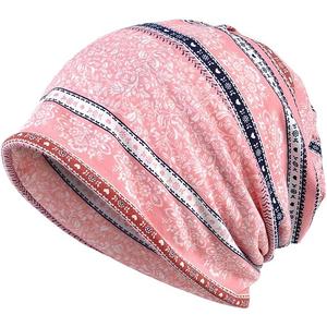 Women's Baggy Slouchy Beanie Chemo Hat Cap Scarf, 2 Pcs, Pink/Black