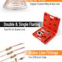 25 ft 3/16 Copper Coated Brake Line Kit (Includes 16 Fittings and 4 Unions Brake Line Fittings) + Double & Single Flaring Tool Kit