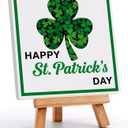 2 x St Patricks Day Decoration - Happy Saint Patricks Day Accessories Decor, Wood Ceramic Table Desk Sign, Green Lucky Shamrock Home Office Spring Tiered Tray Decor Centerpiece