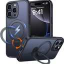 360° Rotatable Magnetic Stand for iPhone 16 pro Case Compatible with Magnetic 16FT Military Drop Protection, Anti-Scratch/Fingerprint Shockproof iPhone 16 pro Phone Case(Matte-Black)