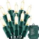 Christmas Lights - Battery Operated String Lights 50 LED String Lights Mini Lights with Auto-Timer and 8 Lighting Modes for Christmas Wreath Party Wedding Garden Home Decoration, Warm White