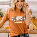 Pumpkin Shirts for Women Cute Thanksgiving Fall Tops Funny Halloween Graphic Tees Autumn Short Sleeve Outfit (Orange, XXL)