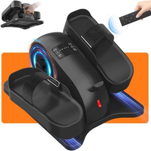 Under Desk Elliptical Machine for Senior Mini Elliptical Leg Exerciser with Remote Quiet Portable Electric Seated Foot Pedal Exerciser for Home Office (Compact)