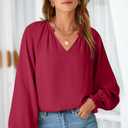 Dokotoo Blouses for Women Dressy Casual Flowy Boho Tops V Neck Long Sleeve Shirts Spring Outfits 2026