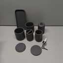 ZCCZ Gray Bathroom Accessories Set 6 Pieces - Toothbrush Holder, Lotion Dispenser, Qtip Container, Vanity Tray, Tumbler - Countertop Organizer for Bathrooms - Elegant and Functional Dcor Set