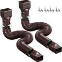 YOTODY 2 Pack Rain Gutter Downspout Extensions Flexible,Universal Drain Downspout Extender Drainage Connector 21"-68",Screws for Included,Brown