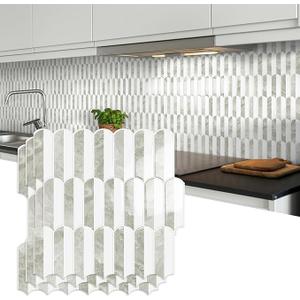 10-Sheet Upgraded Thicker Peel and Stick Kitchen Backsplash Tiles,Waterproof Self-Adhesive Vinyl Wall Tile Stick on Backsplash for Kitchen,Bathroom,Fireplace and RV(Beige,12"×12")