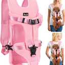 Lukovee Dog Backpack Carrier, Legs Out Easy-fit Dog Front Carrier for Small Medium Dogs, Adjustable Hands Free Dog Chest Carrier for Hiking Cycling (Pink,Medium)