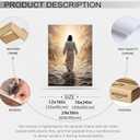 Abstract Jesus Walking on Water Canvas Wall Art Christian Bible Stories Spiritual Wall Decor Pictures Divine Light Modern Religious Poster Prints Artwork for Living Room Bedroom Church Prayer Room (16''Lx12''W)
