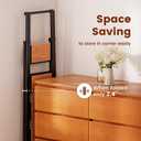 4 Step Ladder, Lightweight Aluminum Folding Step Stool with Convenient Handgrip, Stepladders with Anti-Slip and Wide Pedal for Home Use Space Saving - Black+Woodgrain
