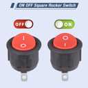 2 x VEXUNGA Round Rocker Switch 12Volt On/Off 3 Pin 2 Position Round Toggle switches AC 6A/250V 10A/125V KCD1 Red Black Mini Circle Switch for Rv Car Truck Boat (Pack of 10pcs)