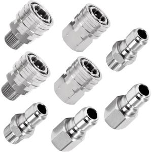 1/4Inch Pressure Washer Quick Connect Fittings,Stainless Steel Pressure Washer couplers for Home and Commercial,Female and Male Thread,Pressure Washer Adapter-5000PSI(8 Pack)
