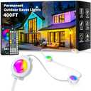 YIBULAYIN 400FT Permanent Outdoor Lights Waterproof, Smart RGB Eaves Lights with App/Remote Control, DIY Scene Modes, LED Outdoor Lighting for Christmas Holidays Daily Party House Roof Lighting