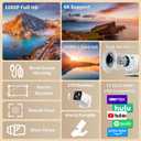 Mini Projector with 4K Support, Portable Projector with Electric Focus & Keystone, 270 Rotatable Stand, Short Throw Home & Outdoor Movie Projector Compatible with TV Stick, Phone & Laptop