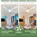 52 Inch White Ceiling Fans with Lights and Remote, Flush Mount Ceiling Fan with 5 Blades, Dimmable, Reversible Motor, 3-Color Temperatures, 6 Speeds, for Bedroom/Kid room/Patio