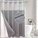 VIUOON No Hook Waffle Weave Shower Curtain with Snap-in Fabric Liner Set, Hotel Style with See Through Top Window, 230GSM Heavy Duty Fabric, Waterproof & Washable for Bathroom, 71W x 74H, Gray (Honey Comb Gray)