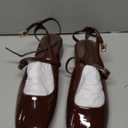 Coutgo Womens Mary Jane Chunky Low Heels Closed Square Toe Ankle Strap Pumps Wedding Party Dress Shoes (8.5, Coffee)