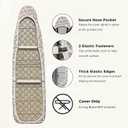 UniSimp Ironing Board Cover and Pad 15"x54" Extra Thick Natural Cotton, Scorch and Stain Resistant Padding, Standard Size Iron Board Cover with Fasteners Heavy Duty Elastic Edge, Heatproof Geometric