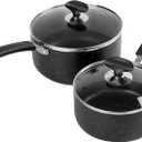 Nonstick Saucepan Set - 2 Quart and 3 Quart,Ultra Non Stick Sauce Pan Small Pot with Glass Lid,Great for Home Kitchen Restaurant,Black