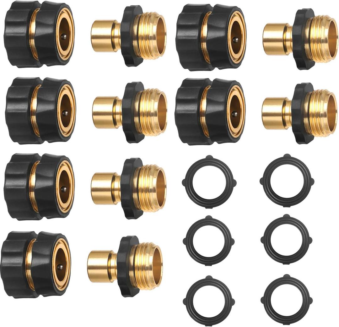 STYDDI Garden Hose Quick Connect Fittings Coupler, Metal Hose Fitting Quick Connector 3/4" Inch Male and Female - No Leaks Water Hoses Quick Disonnect Adapter, 6 Set