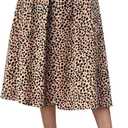 FARORO Midi Skirts for Women High Waist Floral Print Pleated A-Line Skirt with Pockets Work Casual (M)