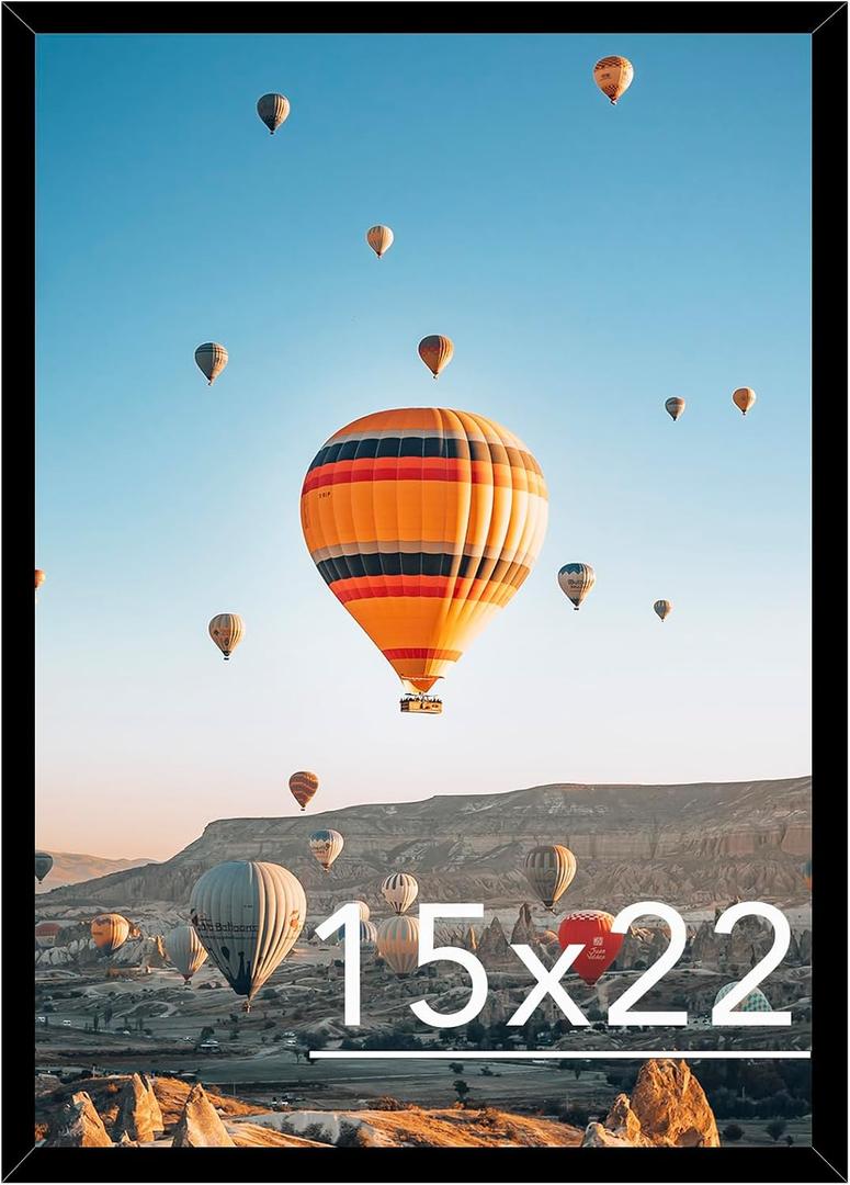 JCJMY 15x22 Picture Frame for Poster Photo Picture, Horizontal and Vertical Formats for Wall Hanging, 15 x 22 Wall Gallery Poster Photo Frame for 15 by 22 Photos Posters, Black