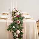 Ling's moment 5FT Burgundy Artificial Flower Garland Dusty Rose Floral Garland Arch Flowers Vine for Wedding Party Backdrop Decor Mantel Home Table Centerpieces Wall Decorations Cream
