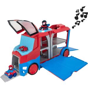 Spidey and his Amazing Friends Marvel's Web Transporter Feature Vehicle, Lights & Sounds-Includes 2 Amazing Minis: Spidey and Miles Morales: Spider-Man