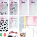 2 x Watercolor Rubber Stamp Set Art Stencil Ink Die Cut Sets Card Making Stamper Card Kit for AdultsWomen Painting